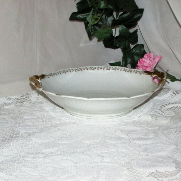 Antique Serving Bowl LIMOGES BERNARDAUD France Cottagecore Shabby Vintage Decor - Picture 4 of 11